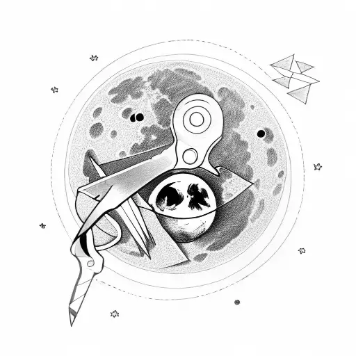 moon, scissors, immigration tattoo design idea