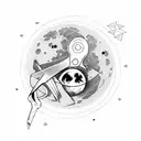 moon, scissors, immigration tattoo design idea