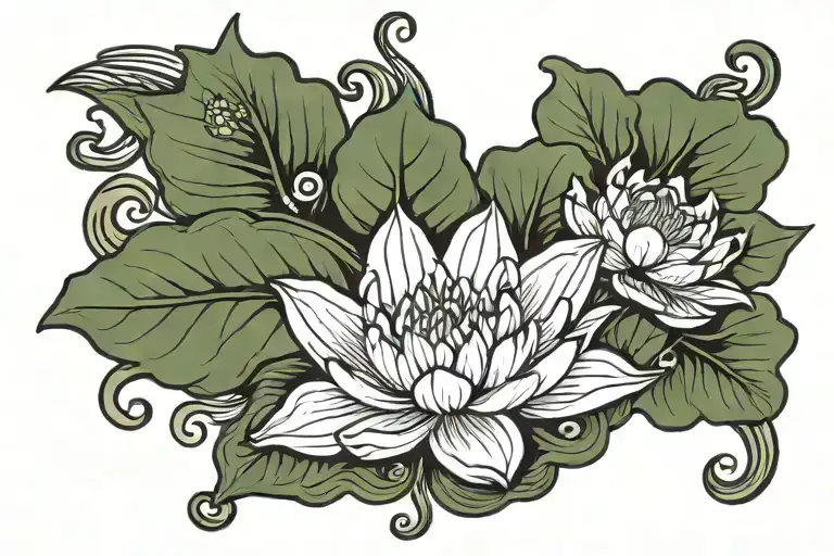Oni clouds water lily armband tattoo tattoo design idea