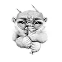 3 wise monkeys world piramide tattoo design idea