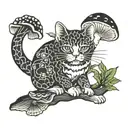 RedCrazyCat with mushrooms  tattoo design idea