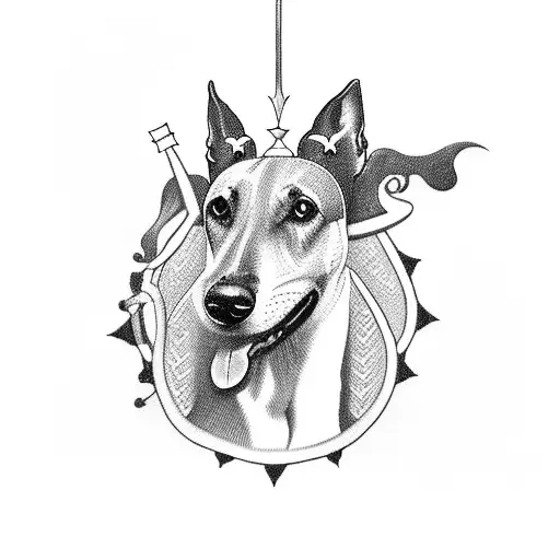 black greyhound with tiara  tattoo design idea