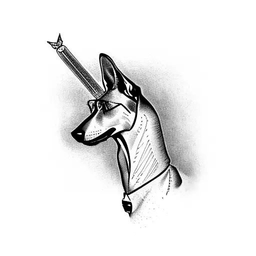 black greyhound with tiara collar tattoo design idea