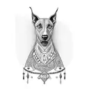 black greyhound with tiara collar tattoo design idea
