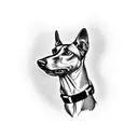 black greyhound with tiara collar tattoo design idea