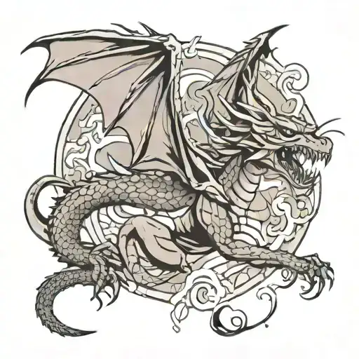 saint raphael slay the dragon black a white remix   tattoo design idea