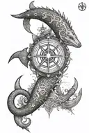 An intricate mandala design incorporating cancer zodiac symbol and marine elements like anchors and waves tattoo design idea