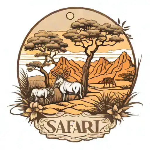 safari landscape tattoo design idea