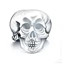 realistic wizard close-up, with skull ring tattoo design idea