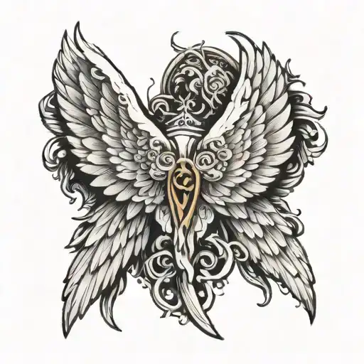 Angel wings with one wing broken tattoo design idea