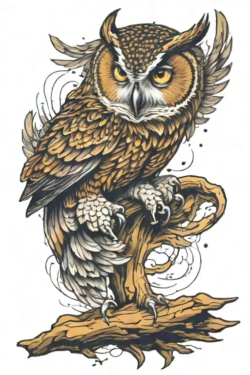 owl flying tattoo design idea