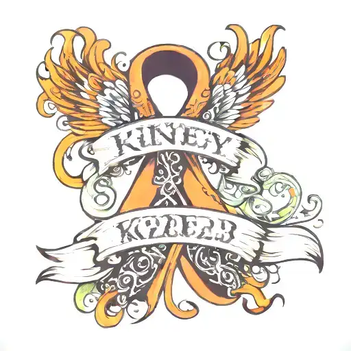 kidney disease awareness ribbon with the date 6-1-23 tattoo design idea
