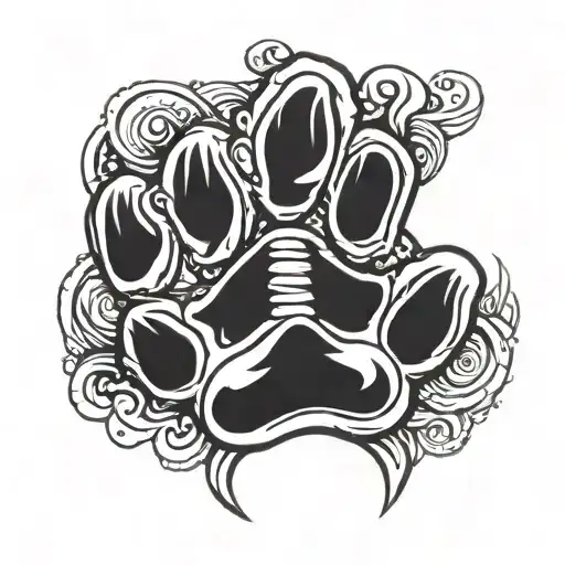 Tiger paw print with a kidney donation ribbon inside tattoo design idea