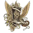 A tearing effect on the calf with a mechanical calf inside. Track shoe and wing on the ankle. A vine and a snake wrappin tattoo design idea