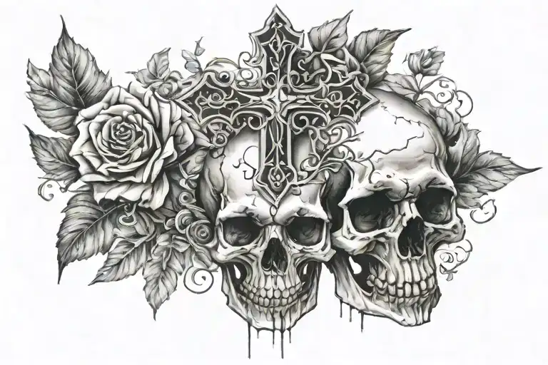 skull and cross tattoo design idea