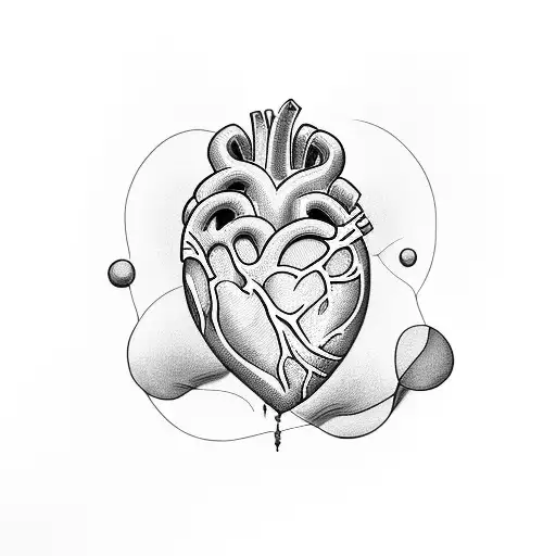 heart with womans face in it tattoo design idea