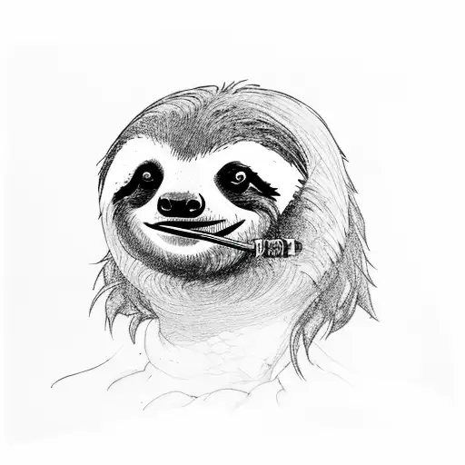 A sloth playing Dungeons and Dragons with a group of gothic characters tattoo design idea