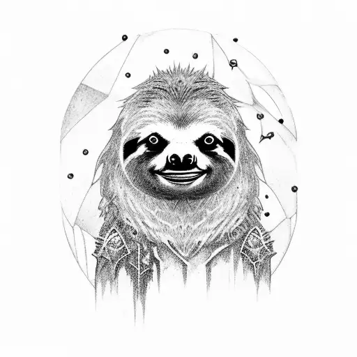 A gothic-inspired Magic the Gathering card featuring a sloth as the main character tattoo design idea