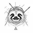 A sloth playing Dungeons and Dragons with a group of gothic characters tattoo design idea