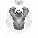 A sloth playing Dungeons and Dragons with a group of gothic characters tattoo design idea