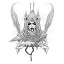 A gothic gym scene with dark and mysterious elements from dungeons and dragons tattoo design idea