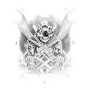 A gothic gym scene with dark and mysterious elements from dungeons and dragons tattoo design idea