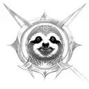 A gothic-inspired Magic the Gathering card featuring a sloth as the main character tattoo design idea