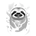 A gothic-inspired Magic the Gathering card featuring a sloth as the main character tattoo design idea