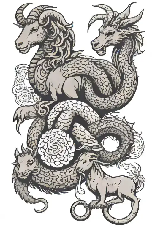 sheep, dragon, snake, rat zodiac symbols tattoo design idea