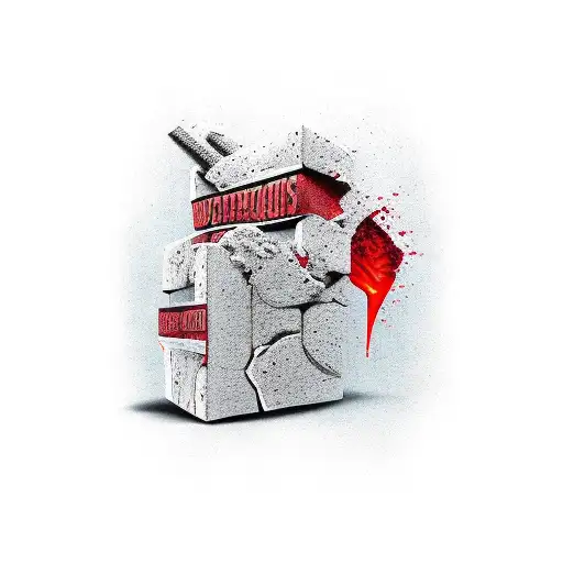brick wit blood tattoo design idea