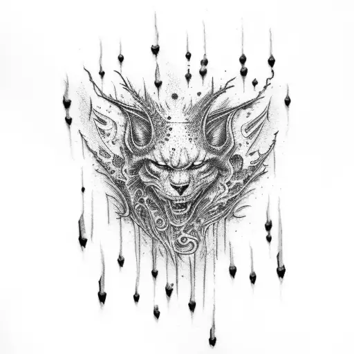 Bricks with blood dripping tattoo design idea