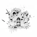 Bricks with blood dripping tattoo design idea