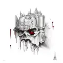 Bricks with blood dripping tattoo design idea