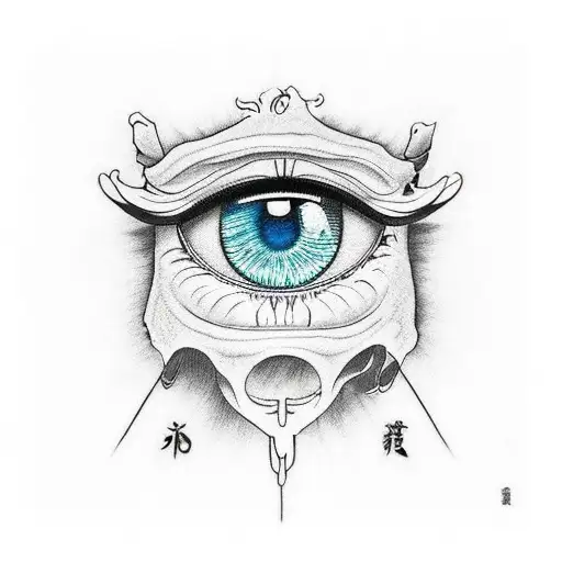 combination of lucifers crying eye and gojo satorus eye tattoo design idea