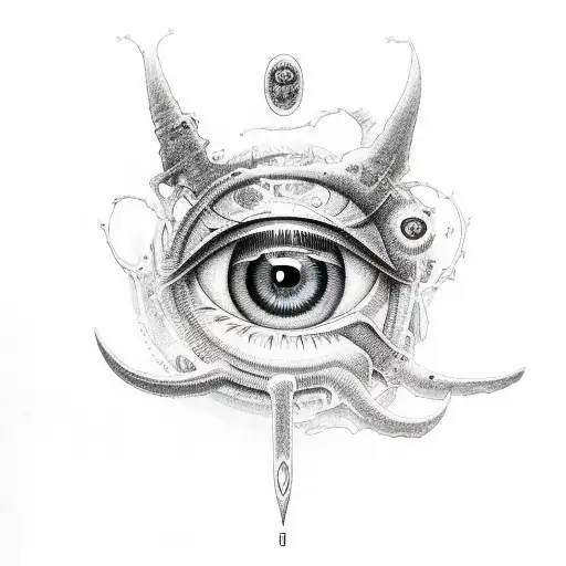combination of lucifers crying eye and gojo satorus eye tattoo design idea