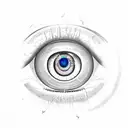 combination of lucifers crying eye and gojo satorus eye tattoo design idea