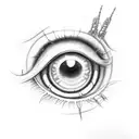 combination of lucifers crying eye and gojo satorus eye tattoo design idea