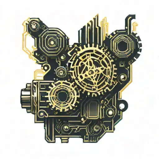 engine cog piston oil tattoo design idea