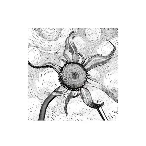 starry night by vincent van gogh flower  tattoo design idea