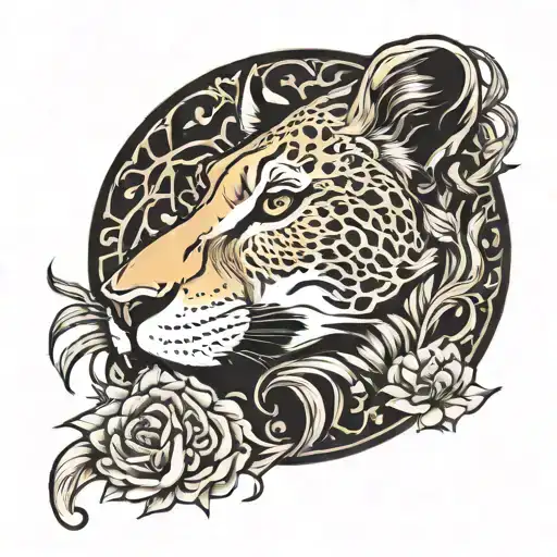 lioness hunting gazelle tattoo design idea