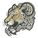 lioness hunting gazelle tattoo design idea