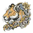 lioness hunting gazelle tattoo design idea