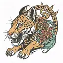 lioness hunting gazelle tattoo design idea