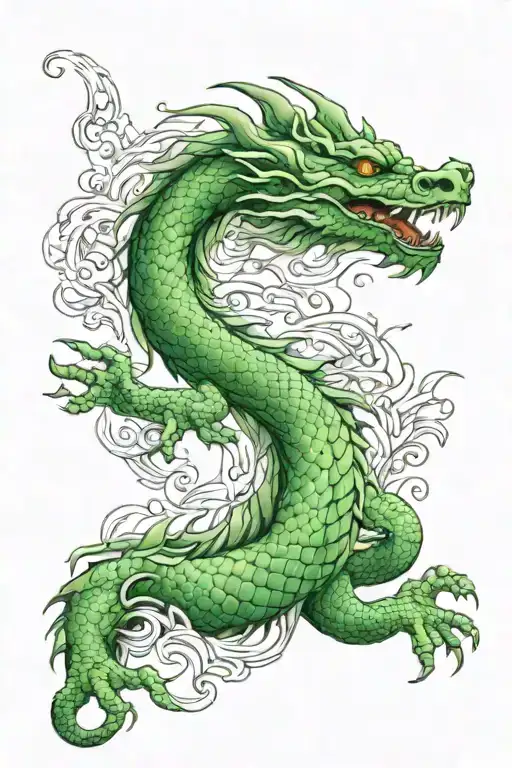 Vietnamese ascending dragon green tattoo design idea
