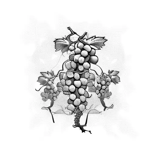 grape vines with text on "ready to save" in Russian tattoo design idea