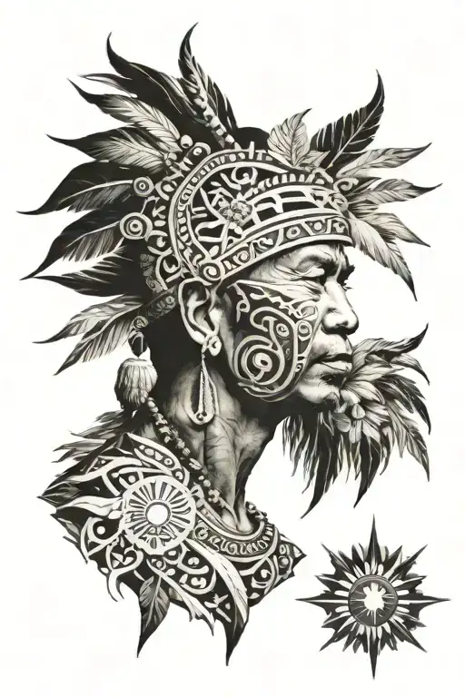 filipino traditional tribals with the philippines sun tattoo design idea