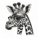 giraffe head with wide rimmed eyeglasses tattoo design idea