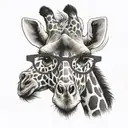 giraffe head with wide rimmed eyeglasses tattoo design idea