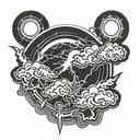 lightning cloud sun tattoo design idea