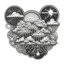 lightning cloud sun tattoo design idea